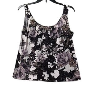Beautiful Alex Evenings floral tank top with subtle sparkle detail